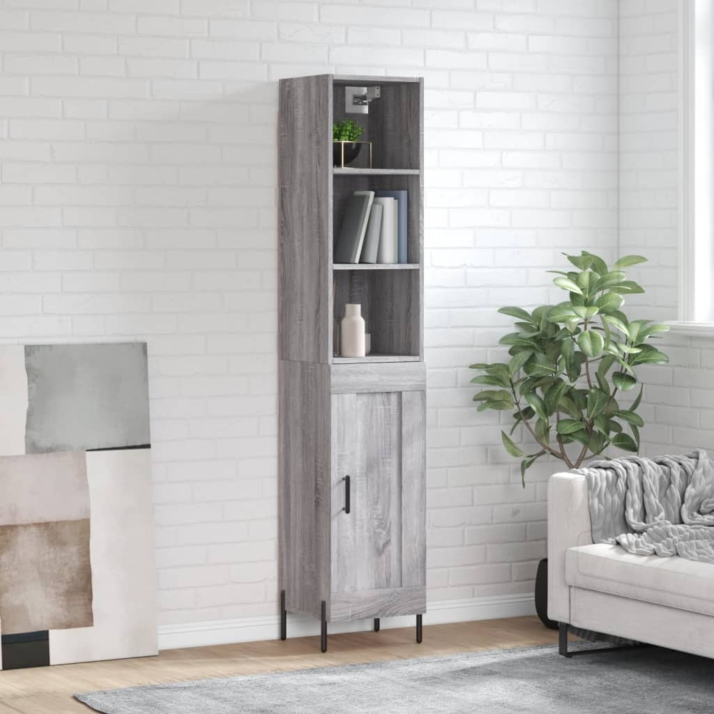 Berkfield Highboard Grey Sonoma 34.5x34x180 cm Engineered Wood