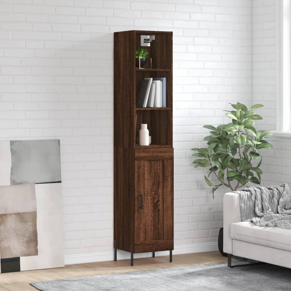 Berkfield Highboard Brown Oak 34.5x34x180 cm Engineered Wood