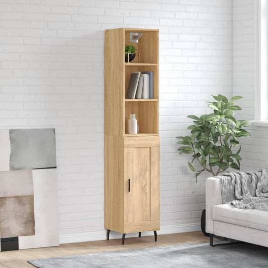 Berkfield Highboard Sonoma Oak 34.5x34x180 cm Engineered Wood
