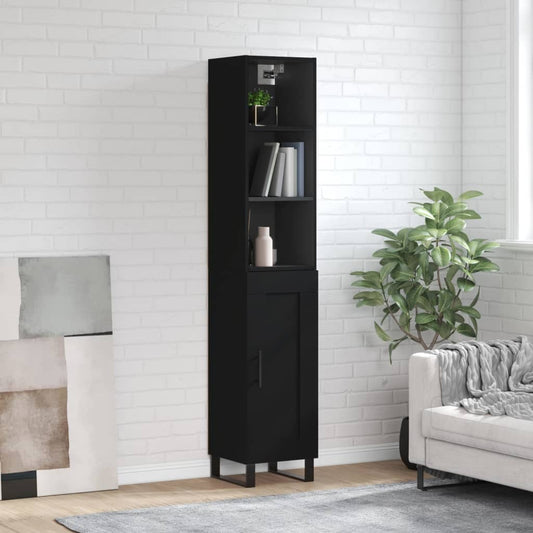 Berkfield Highboard Black 34.5x34x180 cm Engineered Wood