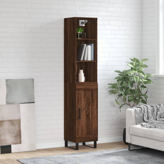 Berkfield Highboard Brown Oak 34.5x34x180 cm Engineered Wood