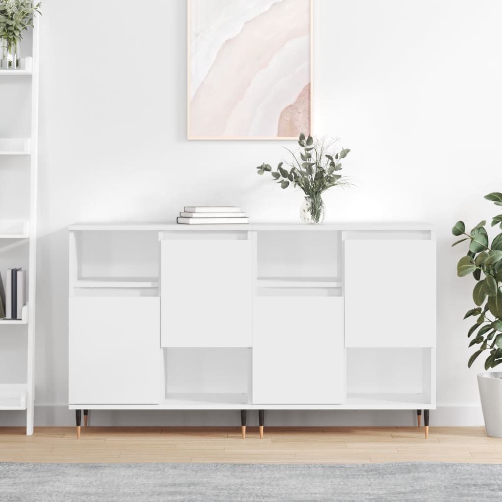 Berkfield Sideboards 2 pcs High Gloss White Engineered Wood