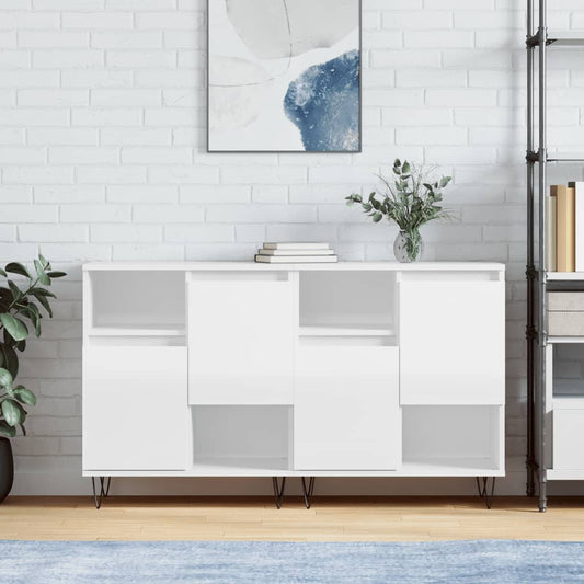 Berkfield Sideboards 2 pcs High Gloss White Engineered Wood