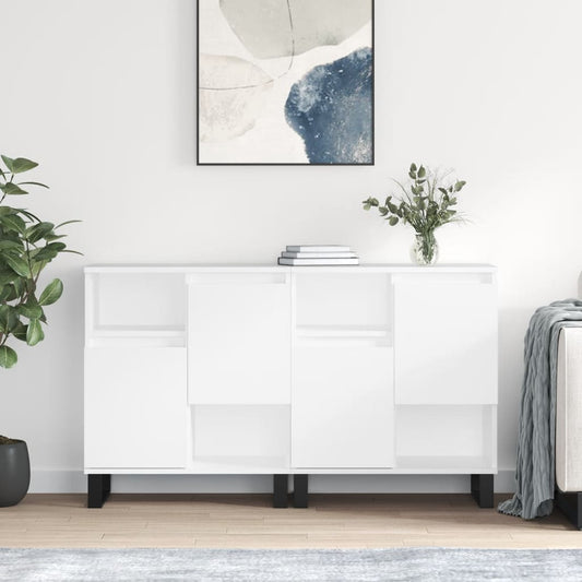 Berkfield Sideboards 2 pcs High Gloss White Engineered Wood