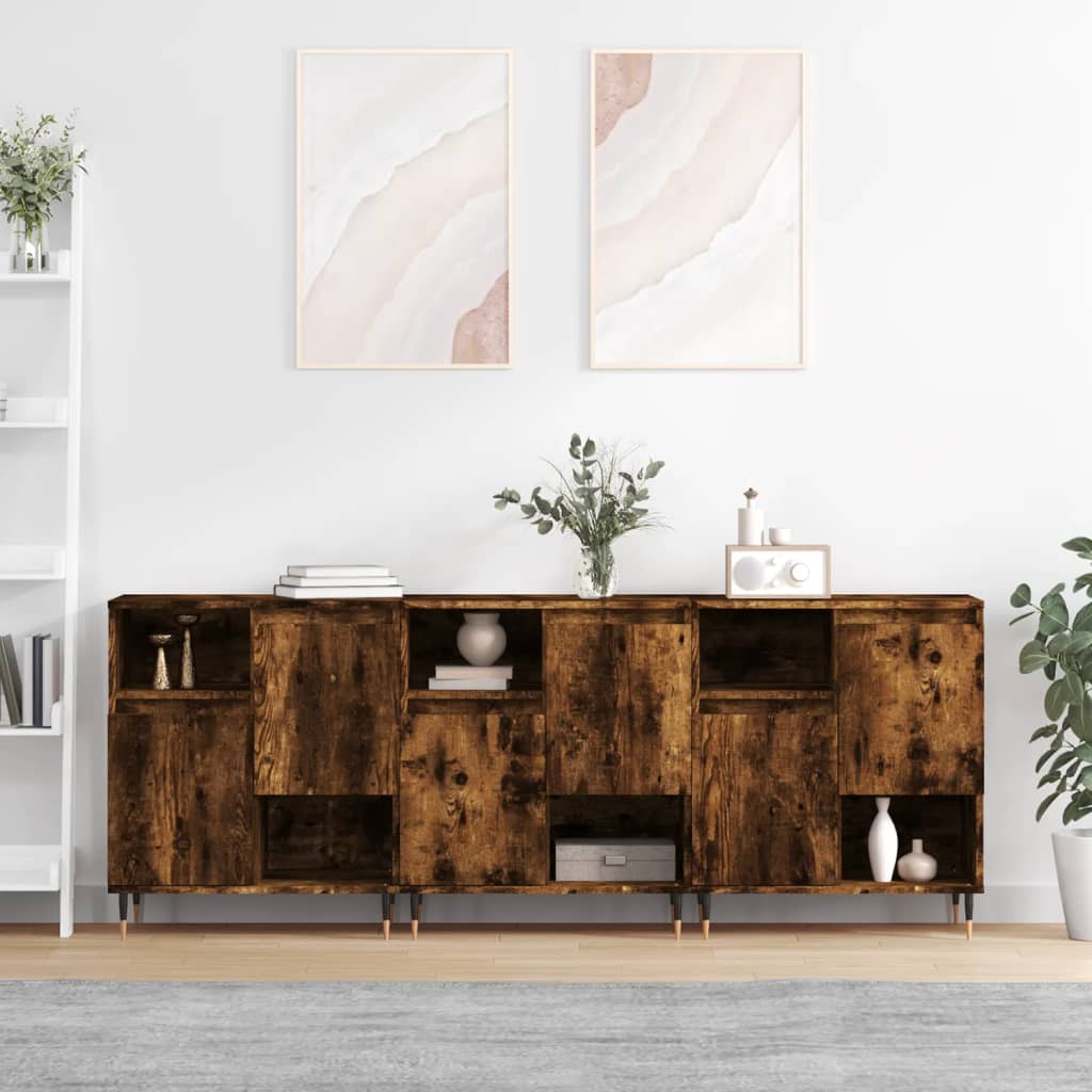 Berkfield Sideboards 3 pcs Smoked Oak Engineered Wood