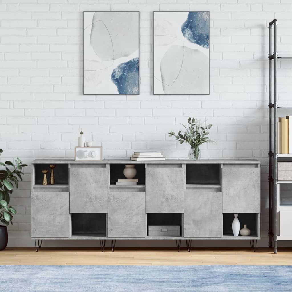 Berkfield Sideboards 3 pcs Concrete Grey Engineered Wood