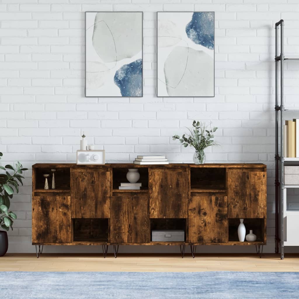 Berkfield Sideboards 3 pcs Smoked Oak Engineered Wood