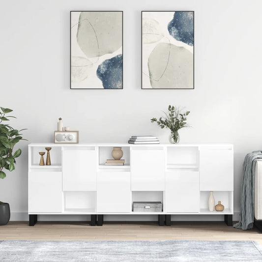 Berkfield Sideboards 3 pcs High Gloss White Engineered Wood