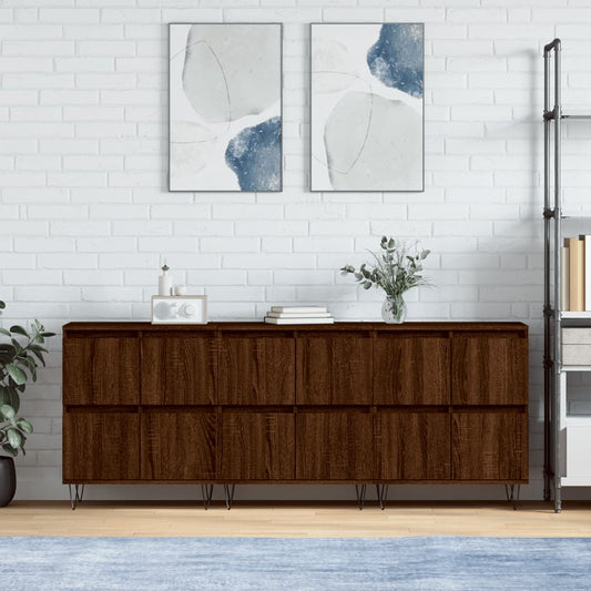 Berkfield Sideboards 3 pcs Brown Oak Engineered Wood