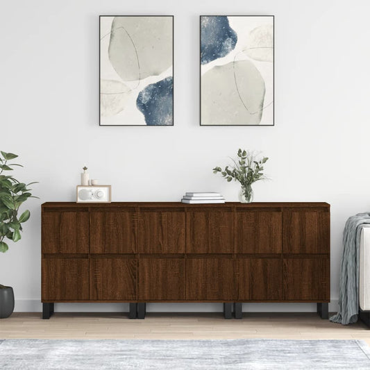 Berkfield Sideboards 3 pcs Brown Oak Engineered Wood