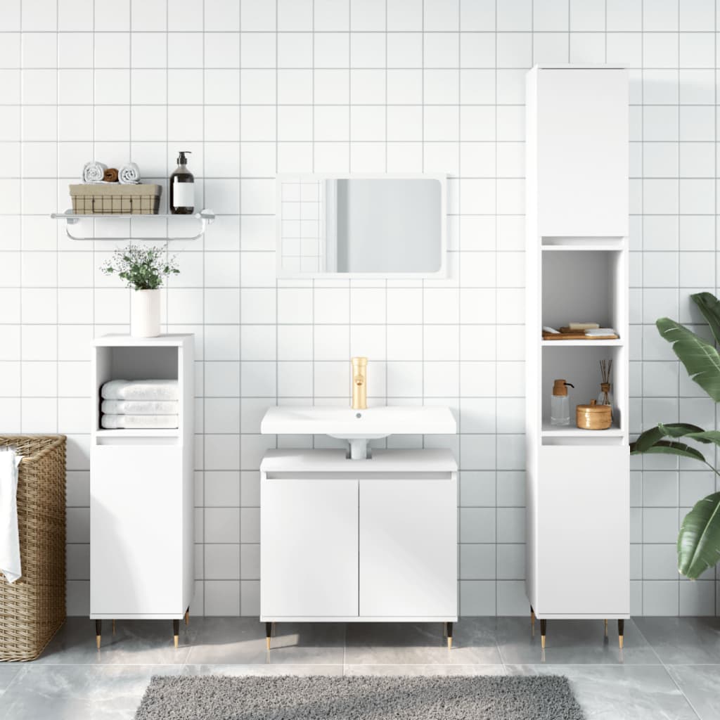Berkfield 3 Piece Bathroom Furniture Set White Engineered Wood