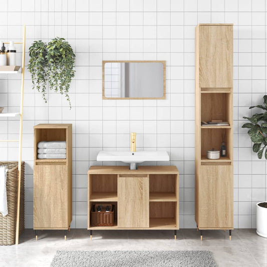 Berkfield 3 Piece Bathroom Furniture Set Sonoma Oak Engineered Wood