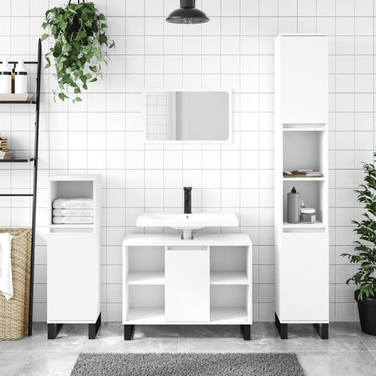 Berkfield 3 Piece Bathroom Furniture Set White Engineered Wood