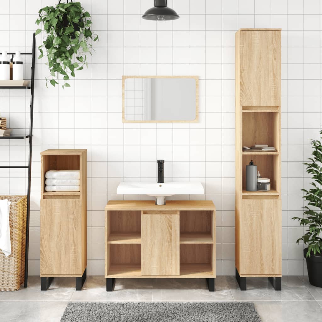 Berkfield 3 Piece Bathroom Furniture Set Sonoma Oak Engineered Wood