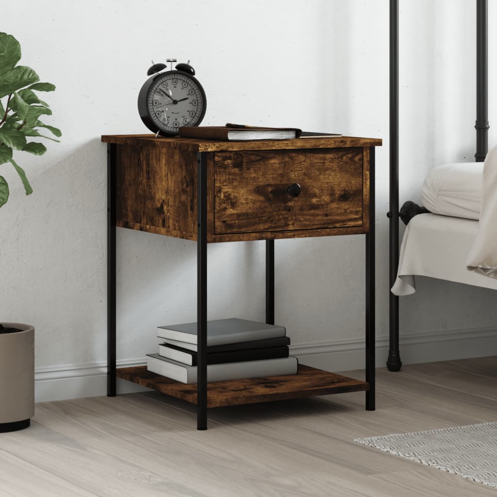 Berkfield Bedside Table Smoked Oak 44x45x58 cm Engineered Wood