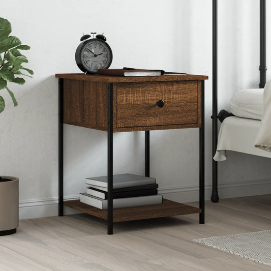 Berkfield Bedside Table Brown Oak 44x45x58 cm Engineered Wood
