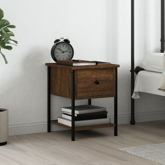 Berkfield Bedside Table Brown Oak 34x35.5x45 cm Engineered Wood
