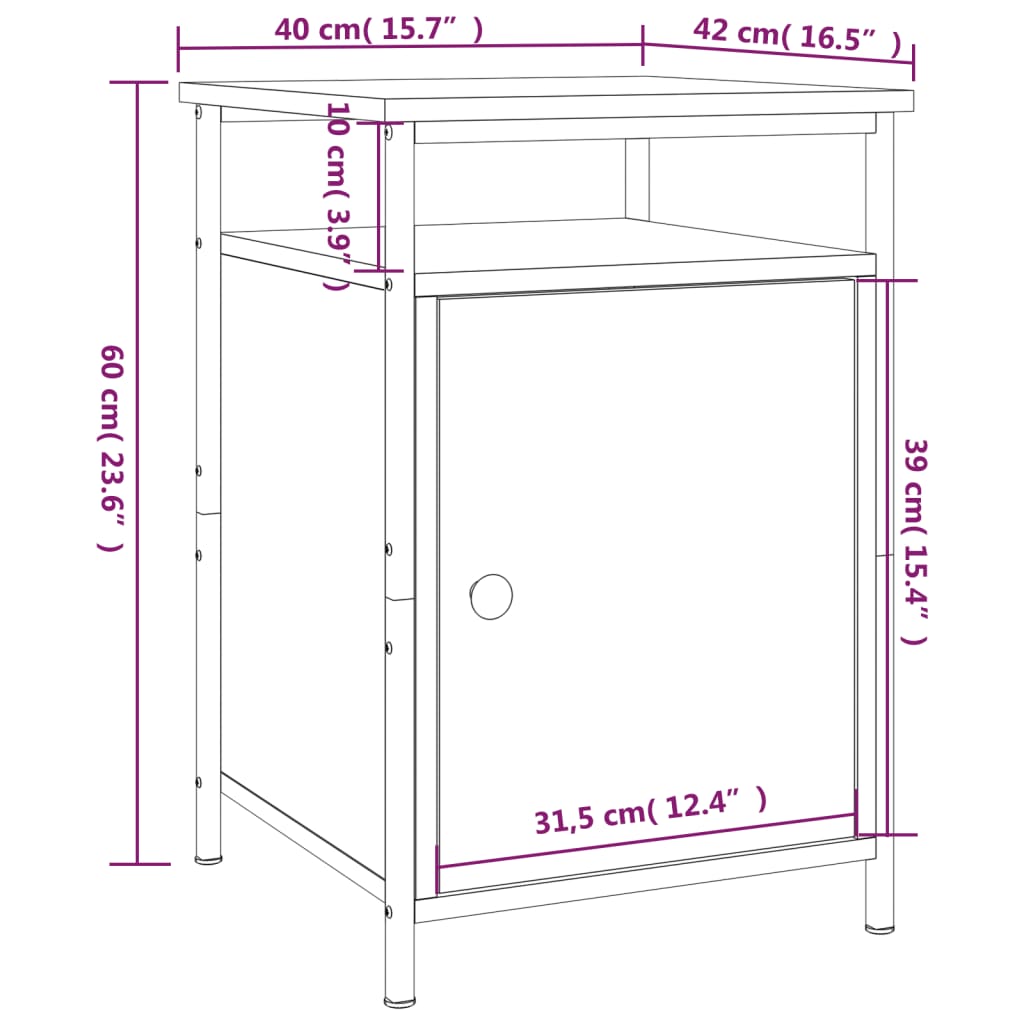 Berkfield Bedside Cabinet Brown Oak 40x42x60 cm Engineered Wood