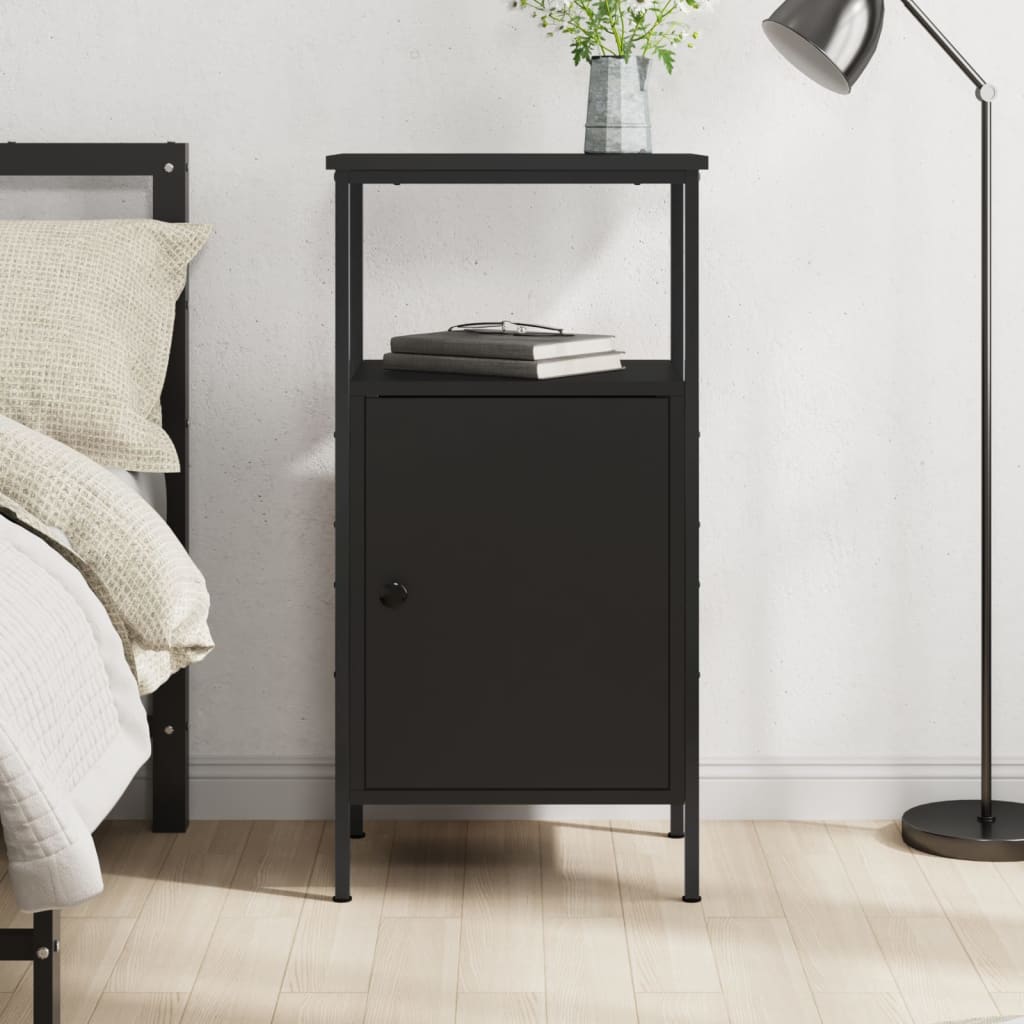 Berkfield Bedside Cabinet Black 41x31x80 cm Engineered Wood