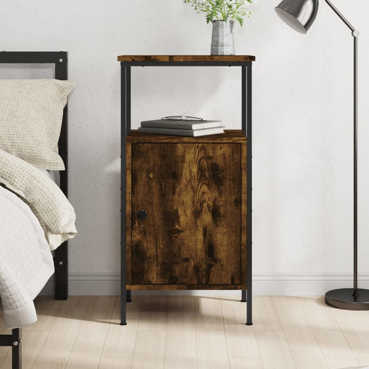 Berkfield Bedside Cabinet Smoked Oak 41x31x80 cm Engineered Wood