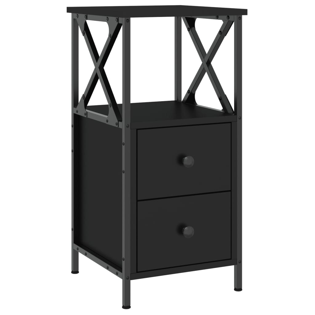 Berkfield Bedside Cabinet Black 34x35.5x70 cm Engineered Wood