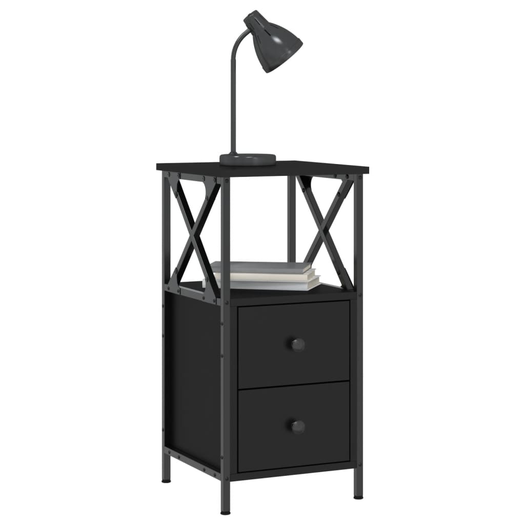 Berkfield Bedside Cabinet Black 34x35.5x70 cm Engineered Wood