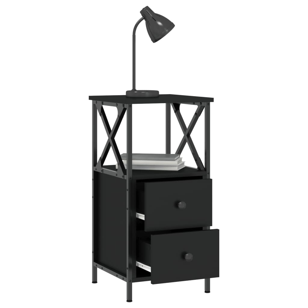 Berkfield Bedside Cabinet Black 34x35.5x70 cm Engineered Wood