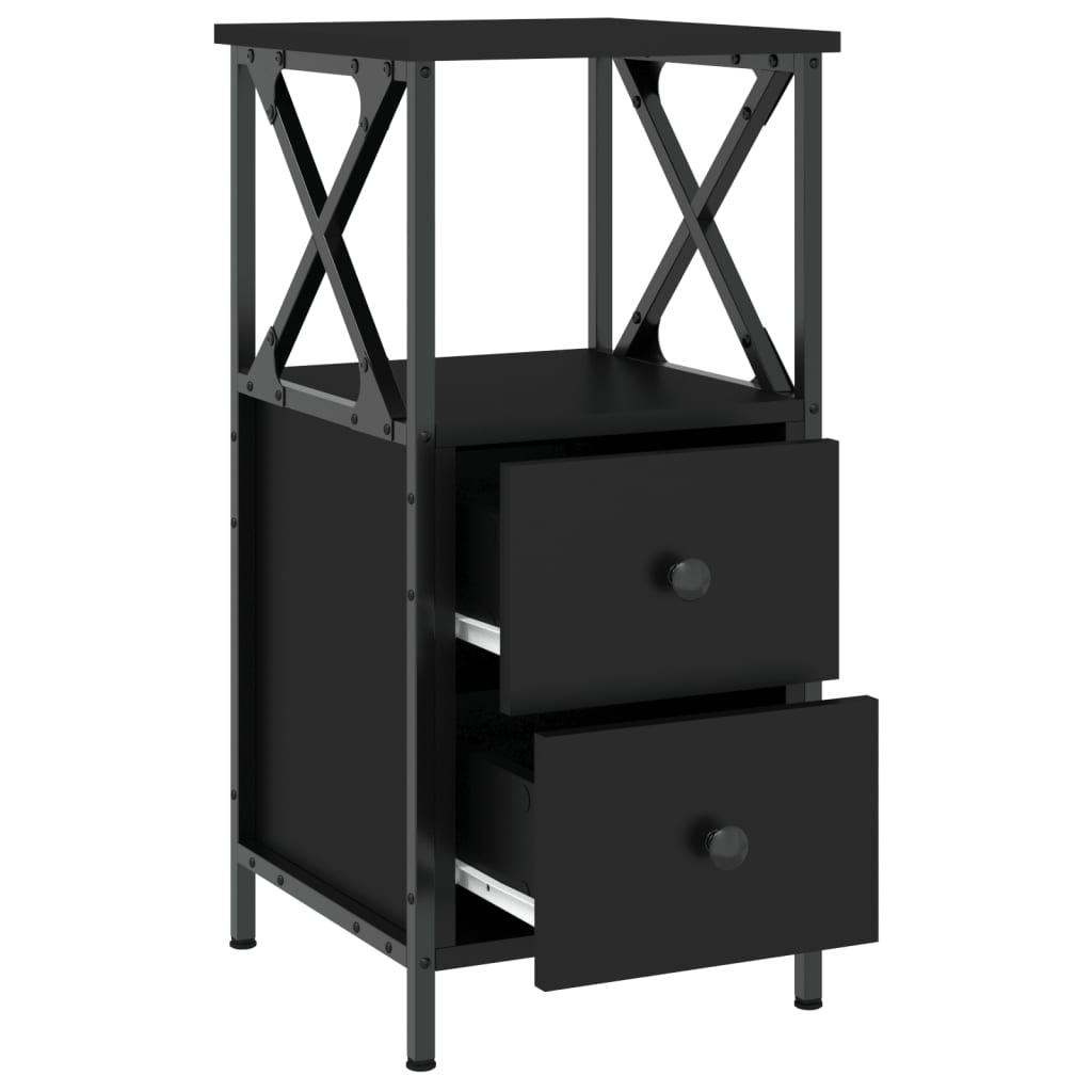 Berkfield Bedside Cabinet Black 34x35.5x70 cm Engineered Wood