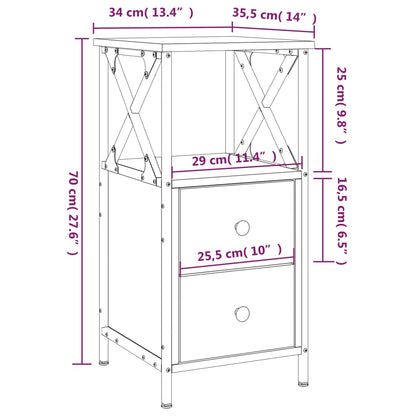 Berkfield Bedside Cabinet Black 34x35.5x70 cm Engineered Wood