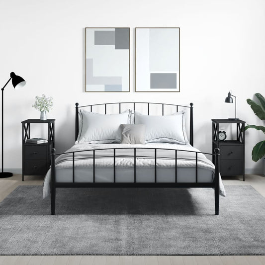 Berkfield Bedside Cabinets 2 pcs Black 34x35.5x70 cm Engineered Wood