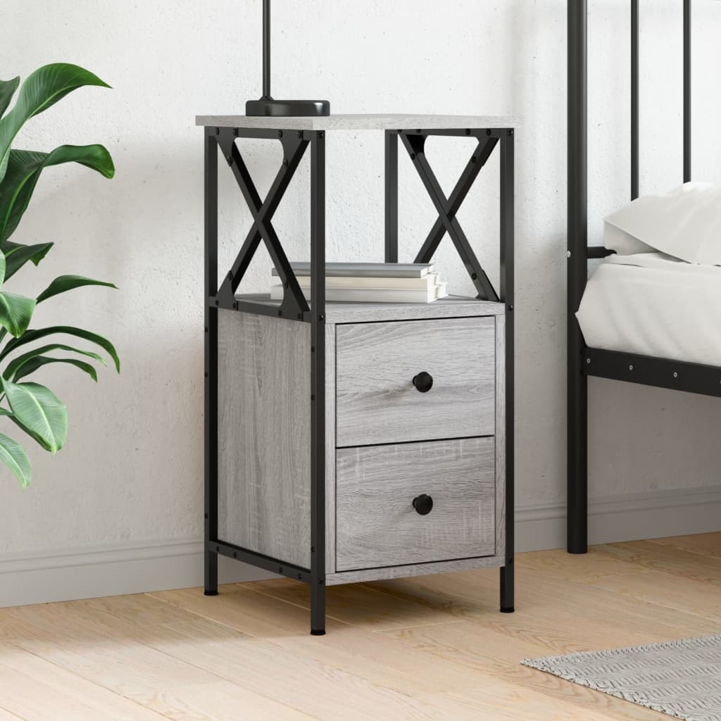 Berkfield Bedside Cabinet Grey Sonoma 34x35.5x70 cm Engineered Wood