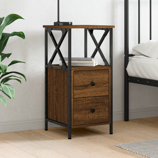 Berkfield Bedside Cabinet Brown Oak 34x35.5x70 cm Engineered Wood