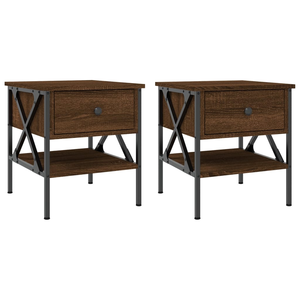 Berkfield Bedside Tables 2 pcs Brown Oak 40x42x45 cm Engineered Wood
