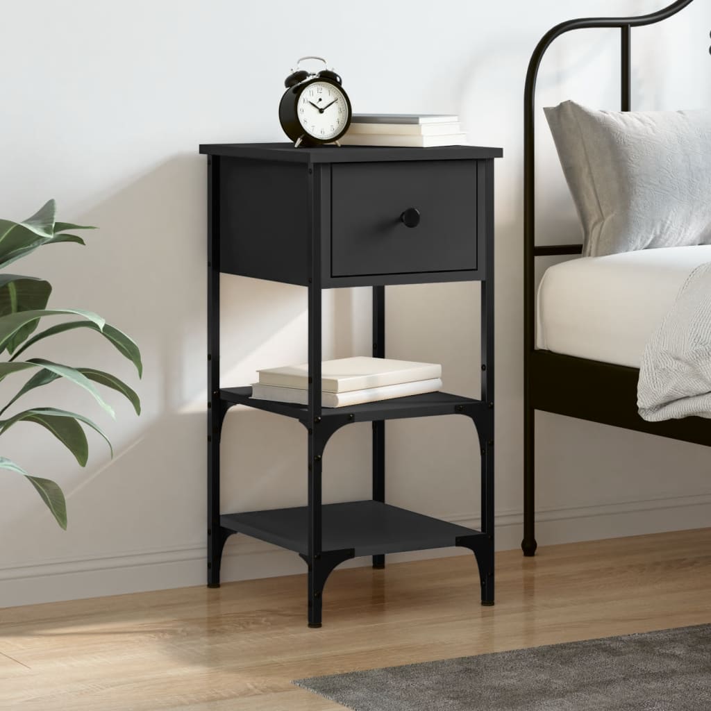 Berkfield Bedside Cabinet Black 34x36x70 cm Engineered Wood