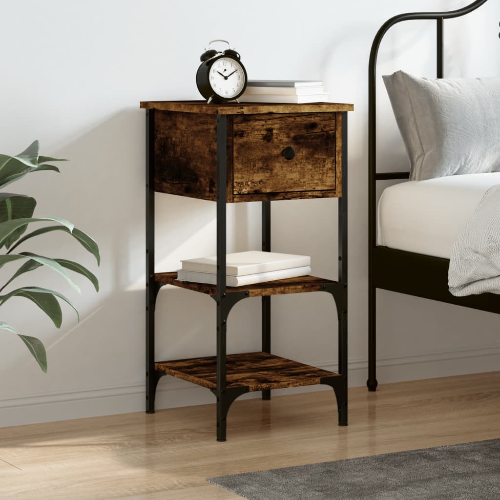 Berkfield Bedside Cabinet Smoked Oak 34x36x70 cm Engineered Wood