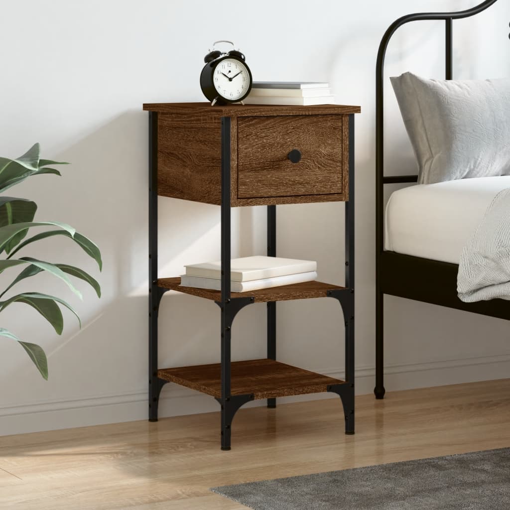 Berkfield Bedside Cabinet Brown Oak 34x36x70 cm Engineered Wood