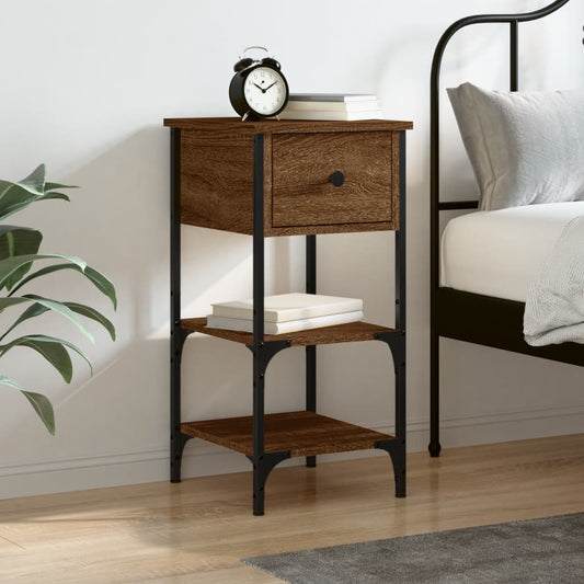 Berkfield Bedside Cabinet Brown Oak 34x36x70 cm Engineered Wood