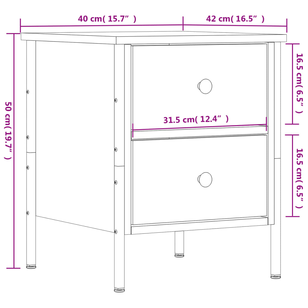 Berkfield Bedside Cabinet Black 40x42x50 cm Engineered Wood