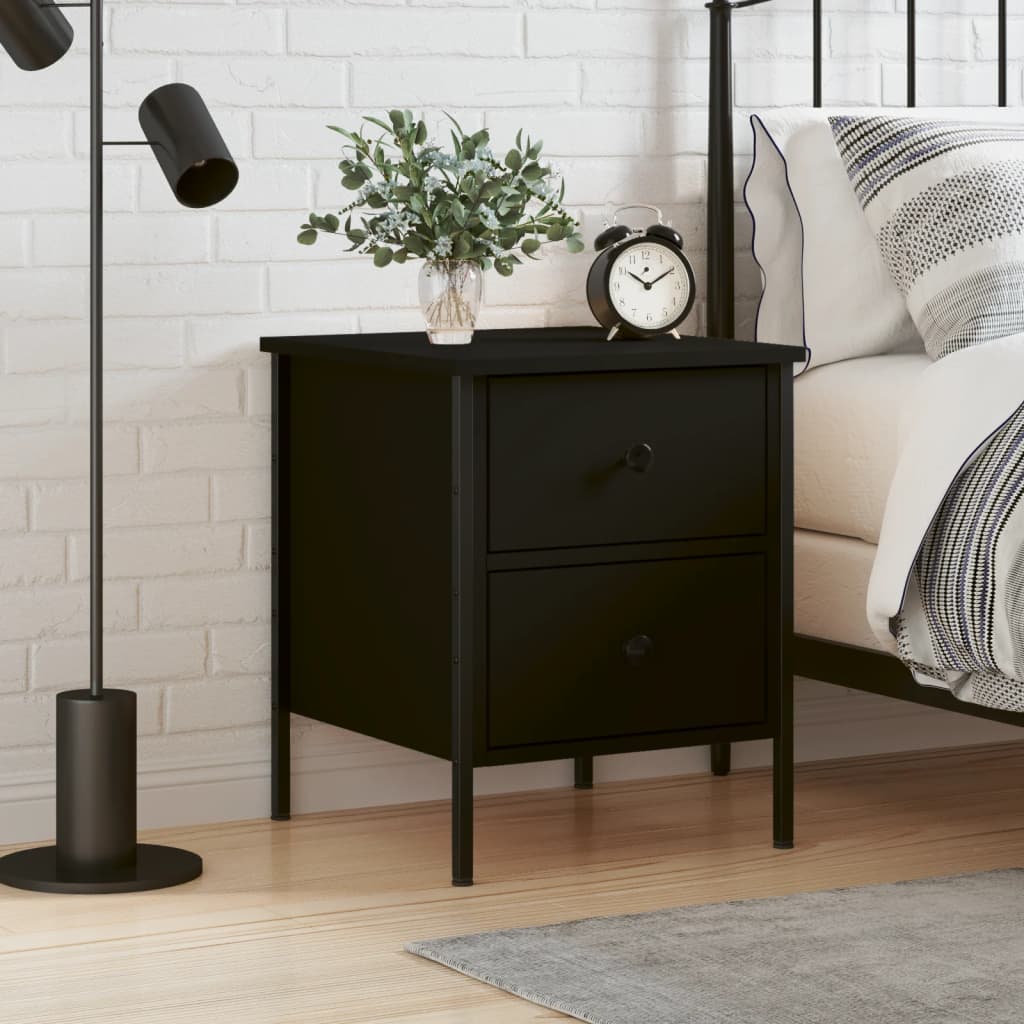 Berkfield Bedside Cabinet Black 40x42x50 cm Engineered Wood