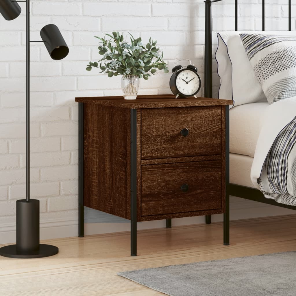 Berkfield Bedside Cabinet Brown Oak 40x42x50 cm Engineered Wood