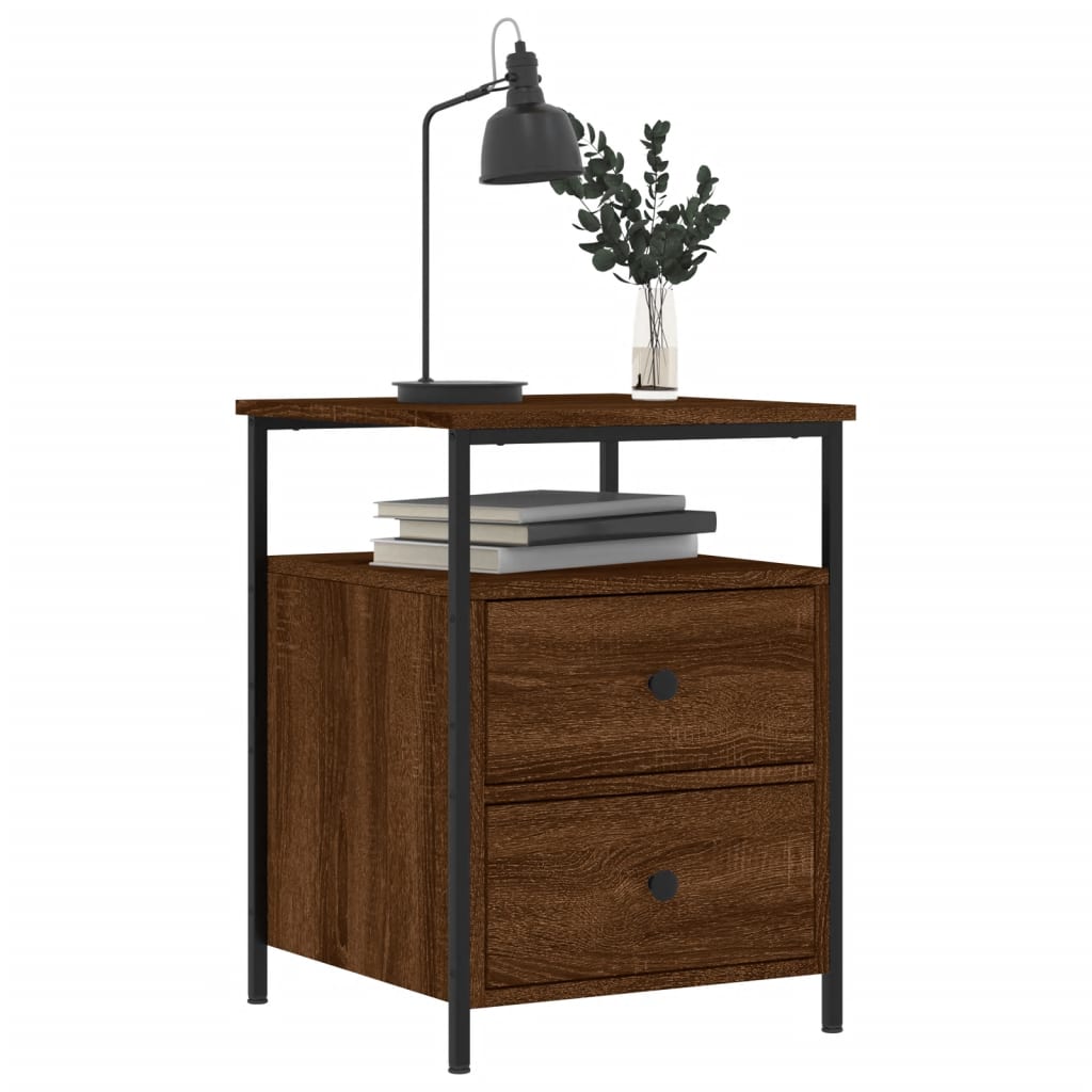 Berkfield Bedside Cabinet Brown Oak 44x45x60 cm Engineered Wood