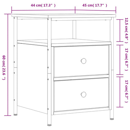 Berkfield Bedside Cabinet Brown Oak 44x45x60 cm Engineered Wood