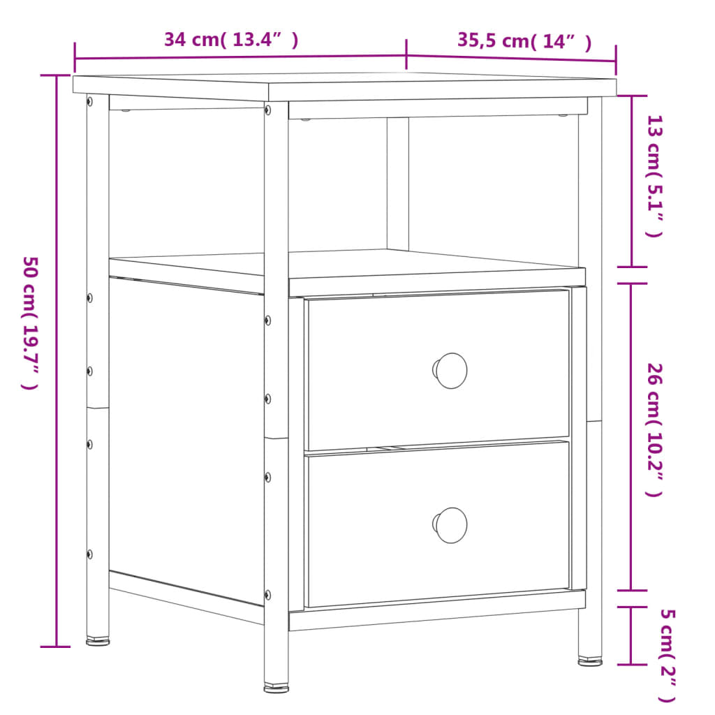 Berkfield Bedside Cabinet Black 34x35.5x50 cm Engineered Wood
