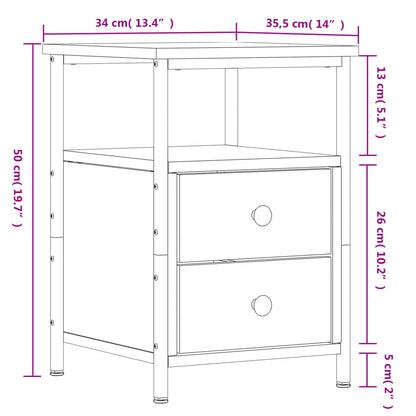 Berkfield Bedside Cabinet Black 34x35.5x50 cm Engineered Wood