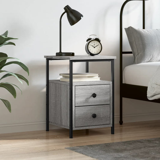 Berkfield Bedside Cabinet Grey Sonoma 34x35.5x50 cm Engineered Wood