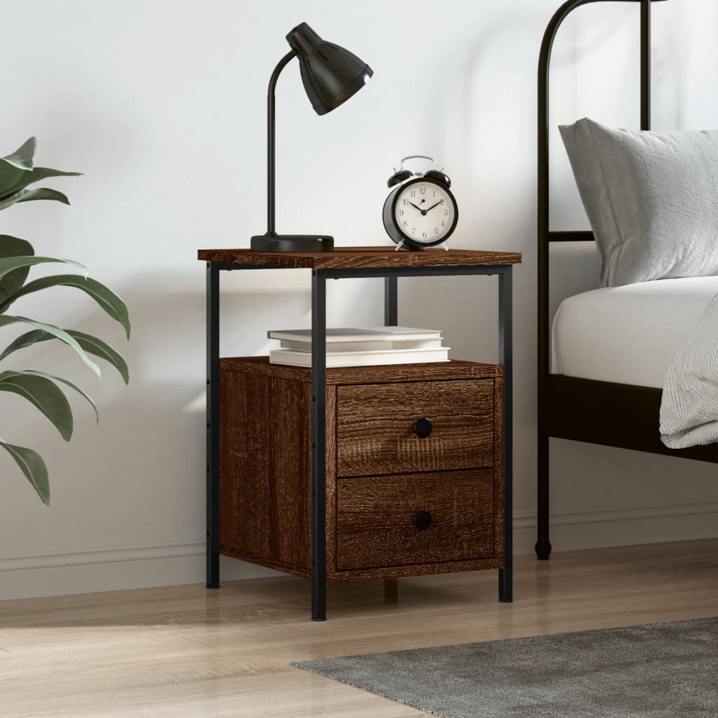 Berkfield Bedside Cabinet Brown Oak 34x35.5x50 cm Engineered Wood