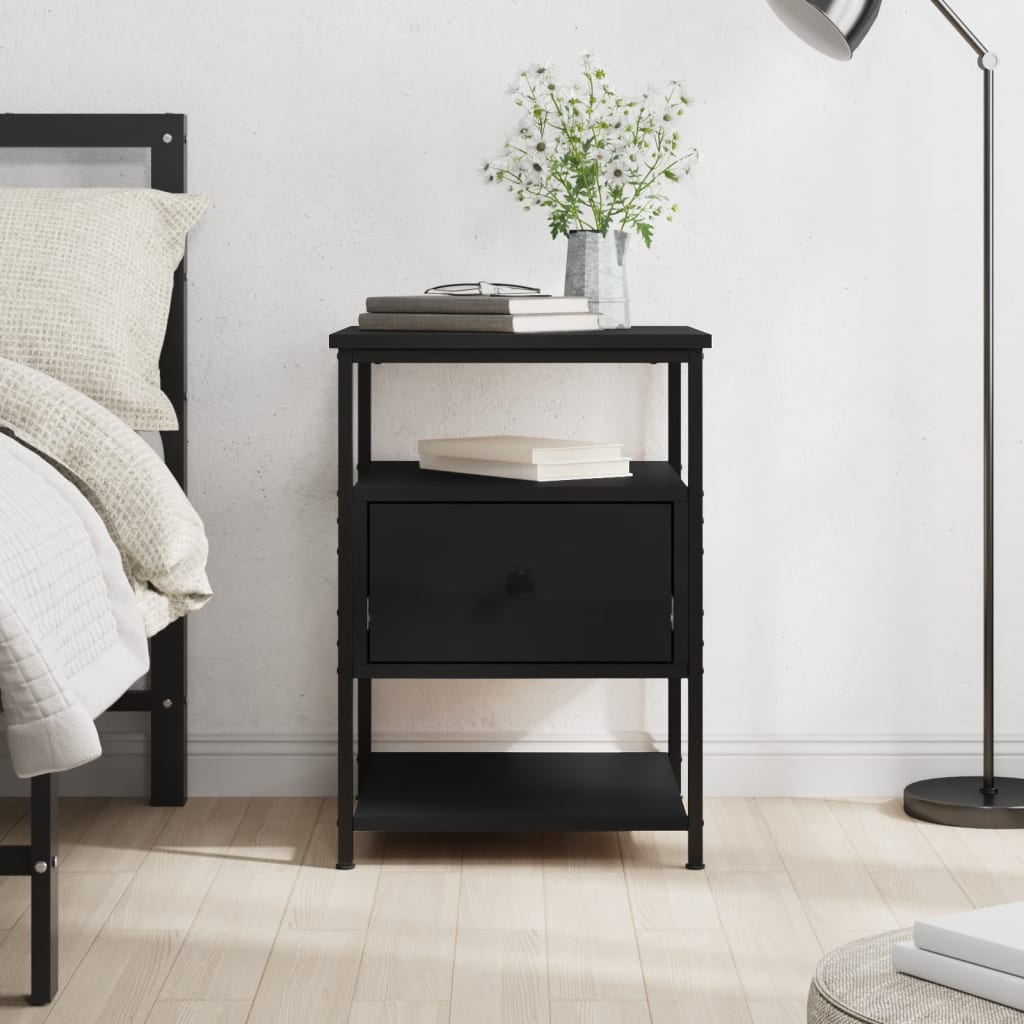 Berkfield Bedside Cabinet Black 40x42x56 cm Engineered Wood