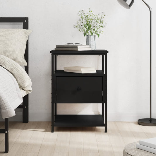 Berkfield Bedside Cabinet Black 40x42x56 cm Engineered Wood