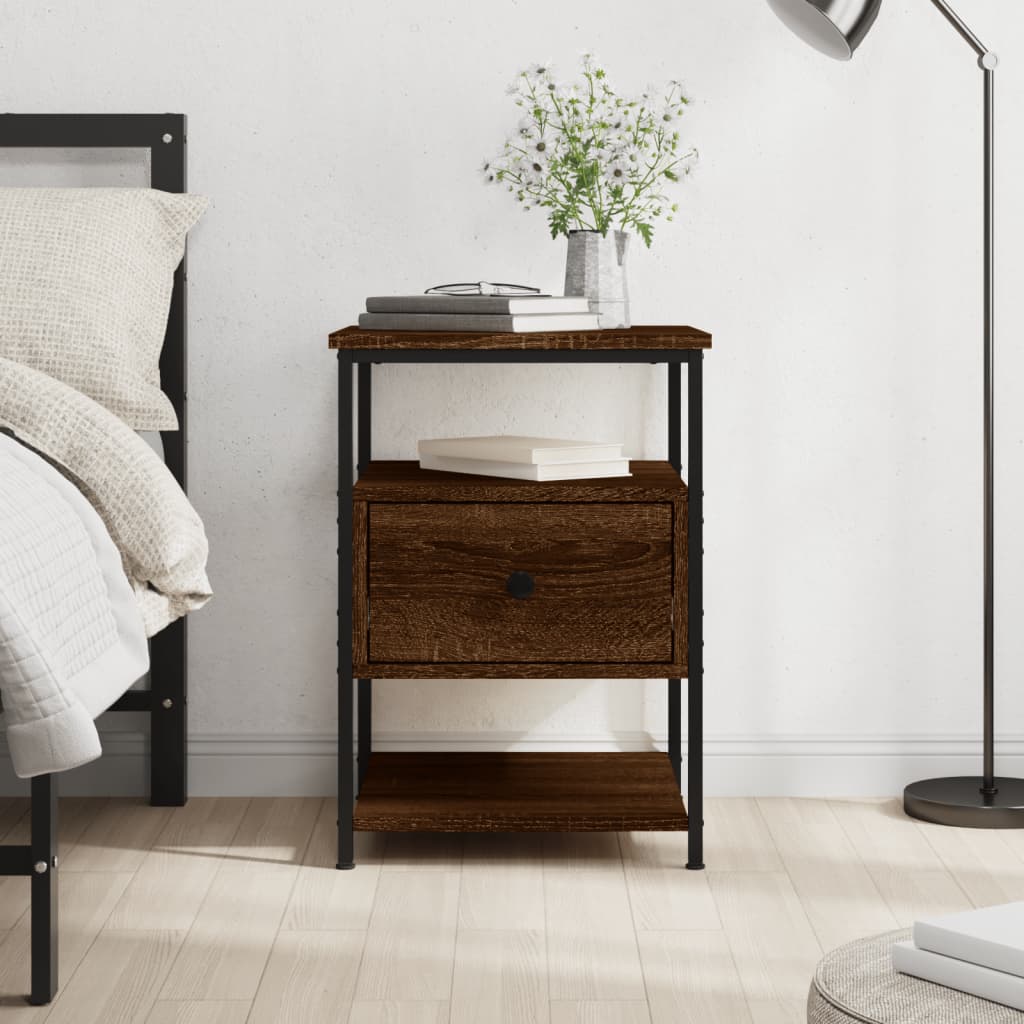 Berkfield Bedside Cabinet Brown Oak 40x42x56 cm Engineered Wood