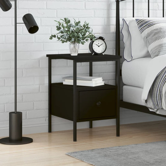 Berkfield Bedside Cabinet Black 34x36x50 cm Engineered Wood